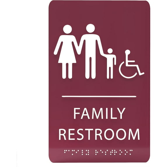 Ada Central Signs - 6" X9" Family Accessible Restroom Sign - ADA Compliant Tactile Graphics Grade 2 Braille Text | Handicap Accessible Signs for Offices, Hotels, Schools, Apartments, and Restaurants