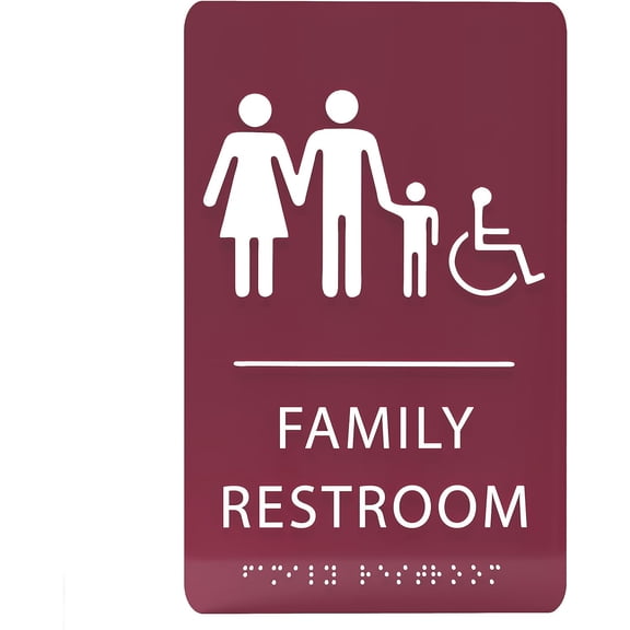 Ada Central Signs - 6" X9" Family Accessible Restroom Sign - ADA Compliant Tactile Graphics Grade 2 Braille Text | Handicap Accessible Signs for Offices, Hotels, Schools, Apartments, and Restaurants