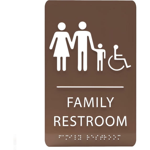 Ada Central Signs - 6" X9" Family Accessible Restroom Sign - ADA Compliant Tactile Graphics Grade 2 Braille Text | Handicap Accessible Signs for Offices, Hotels, Schools, Apartments, and Restaurants