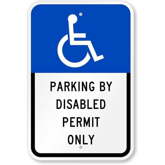 Ada Handicapped Parking Permit Weatherproof Metal Aluminum Sign Size: 8 x 12 Inch