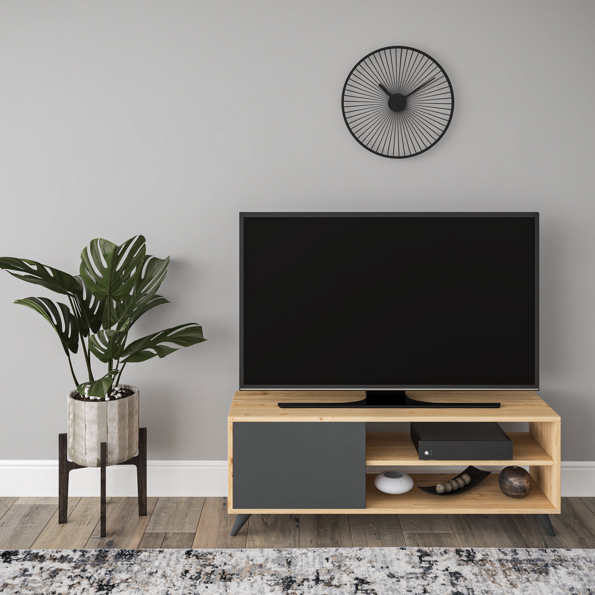 Ada Home Décor 2 Tier Venga TV Stand with Doors for TVs up to 53", Oak