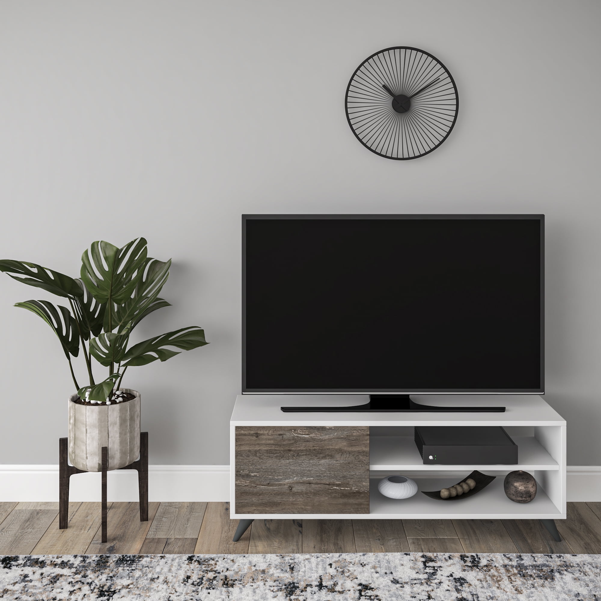 Ada Home Décor 2 Tier Venga TV Stand with Doors for TVs up to 53", White Oak