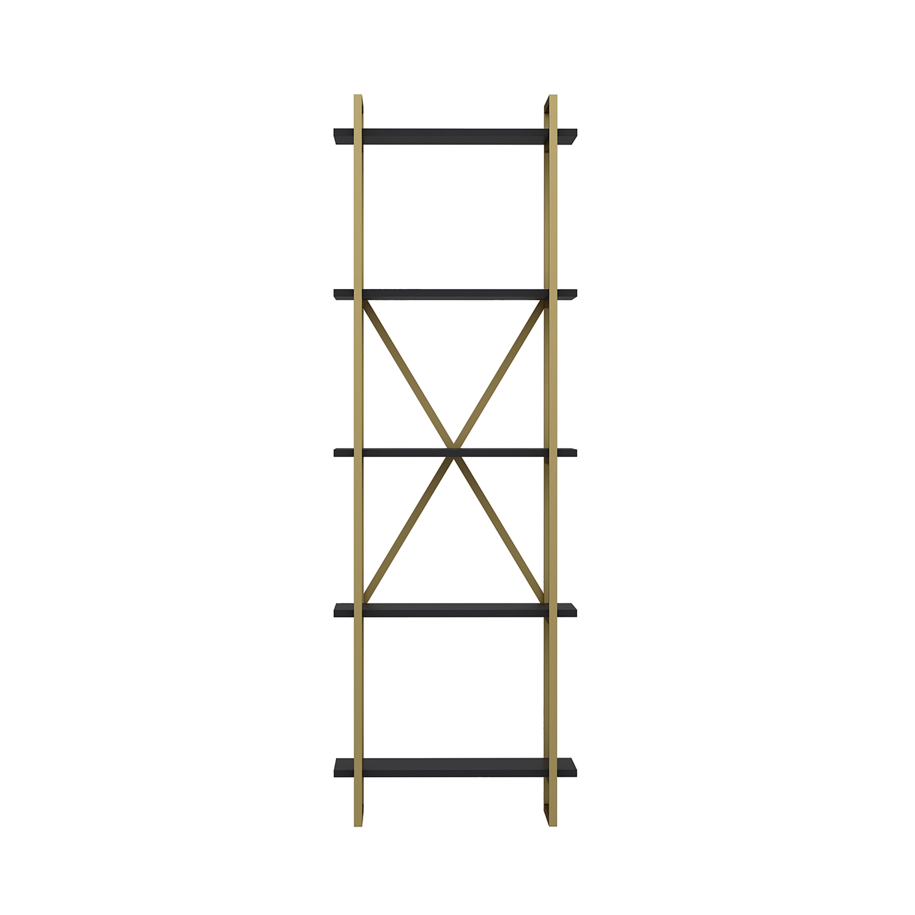 Ada Home Décor Elston 4 Tier Shelf Bookcase, Gold/Anthracite
