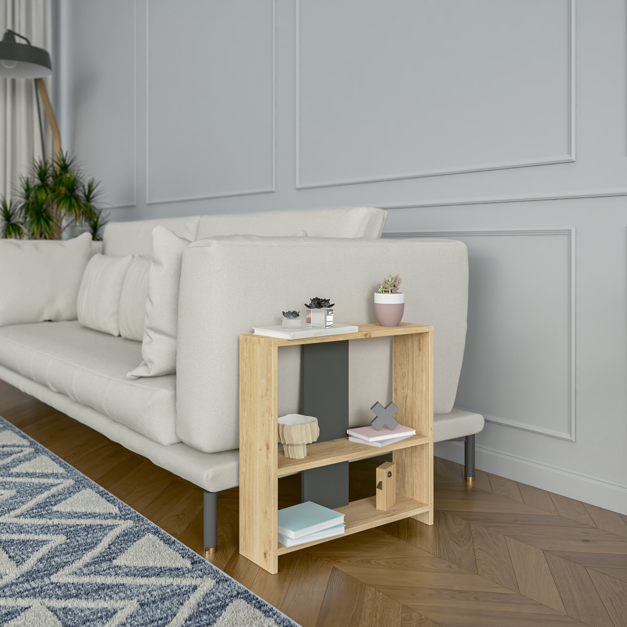 Ada Home Décor Side Table, Oak/Gray