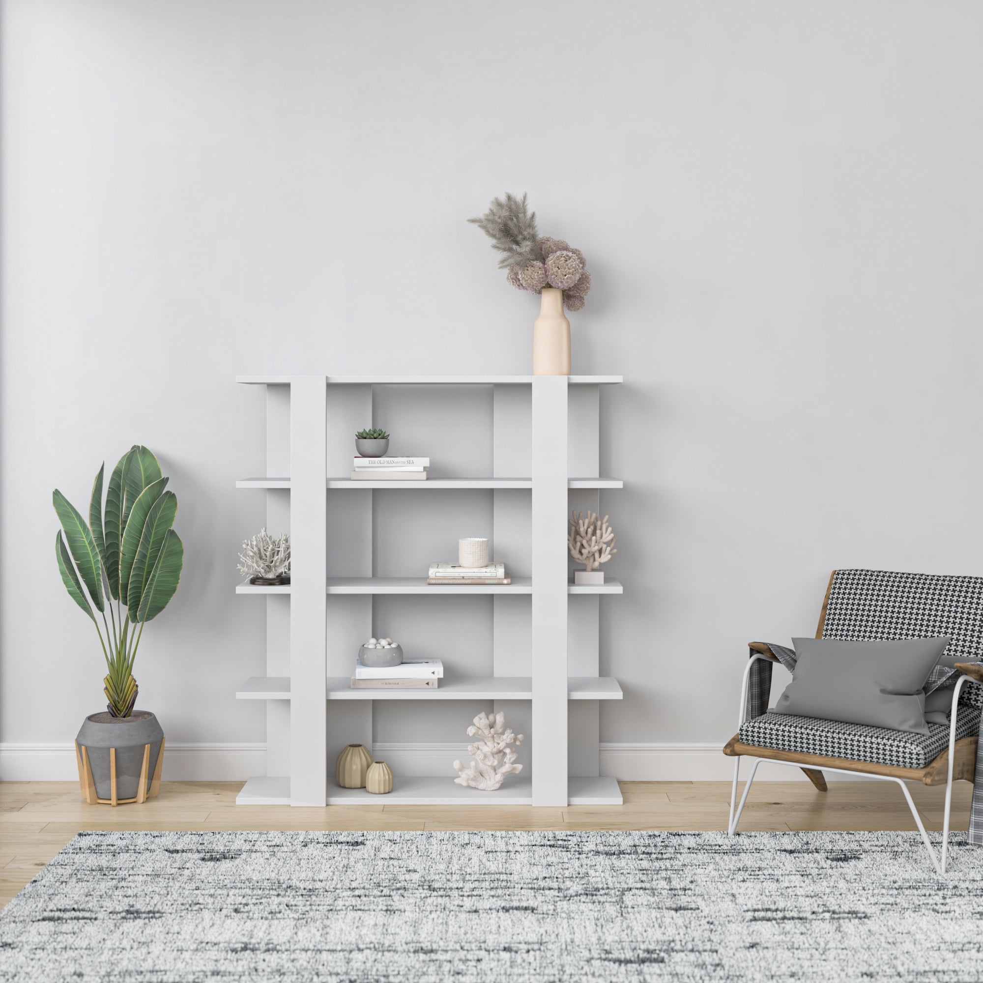 Ada Home Decor 4 Shelf Bookcase Multiple Tier Open Shelf Modern Book Shelves, White