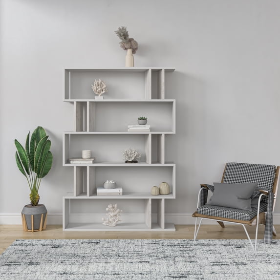 Ada Home Decor 5 Shelf Bookcase Multiple Tier Open Shelf Modern Book Case, White