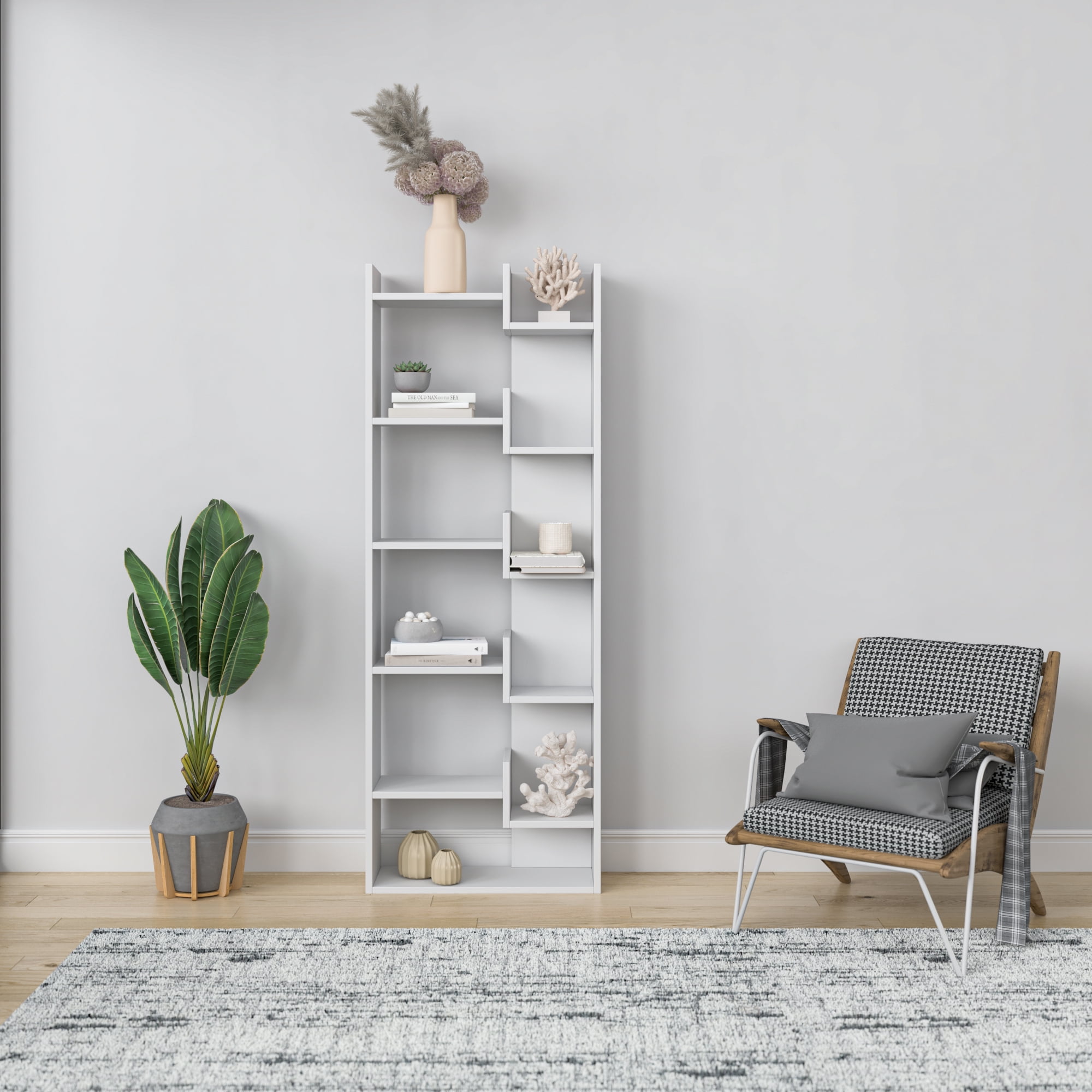 Ada Home Decor 5 Shelf Bookcase Multiple Tier Open Shelf Modern Book Shelves, White