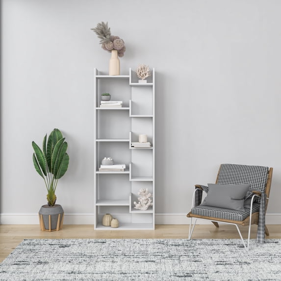 Ada Home Decor 5 Shelf Bookcase Multiple Tier Open Shelf Modern Book Shelves, White