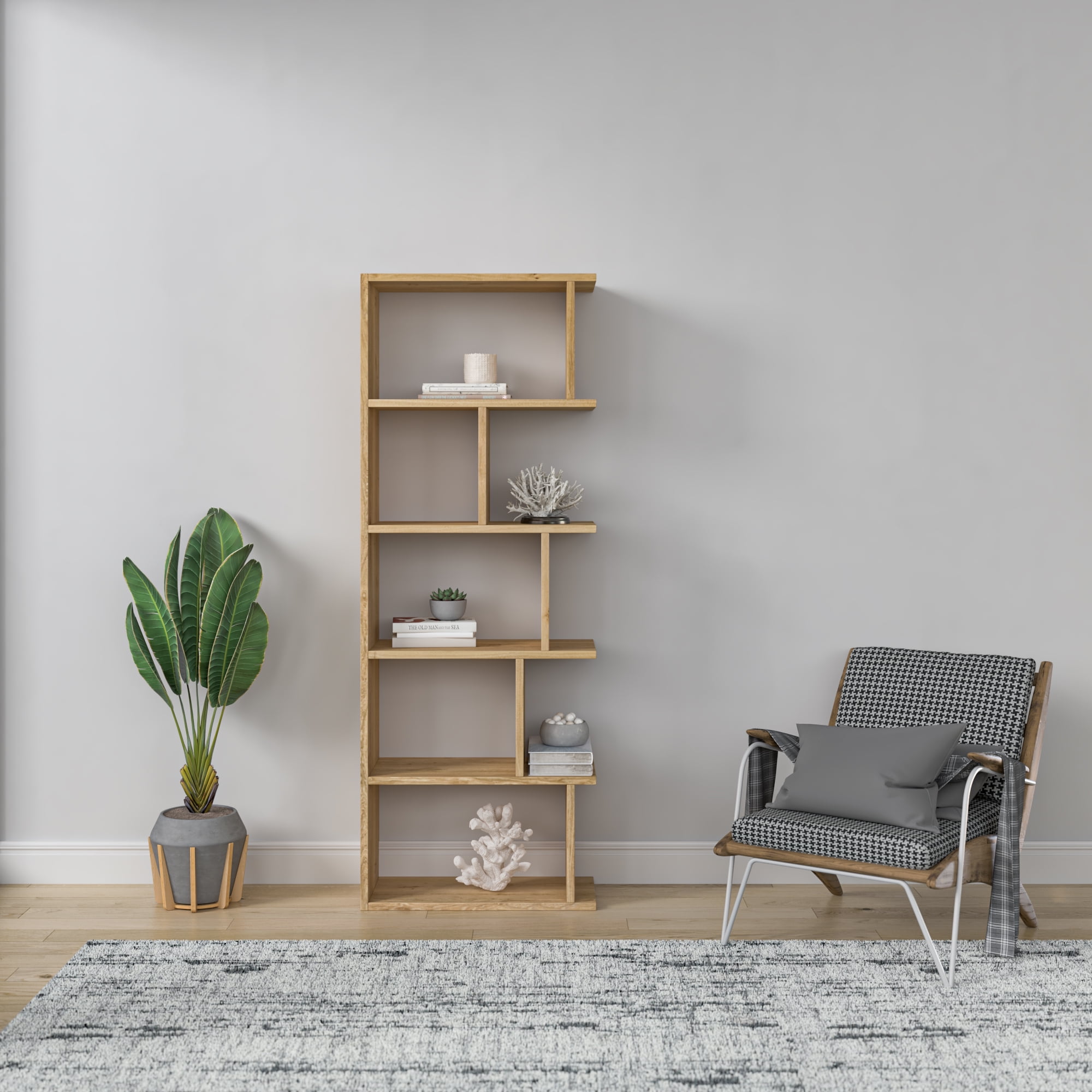 Ada Home Decor 5 Shelf Bookcase Multiple Tier Open Shelf Modern