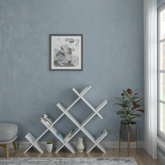 Ada Home Decor 8 Tier Tree-Shape Open Shelf Bookcase, White