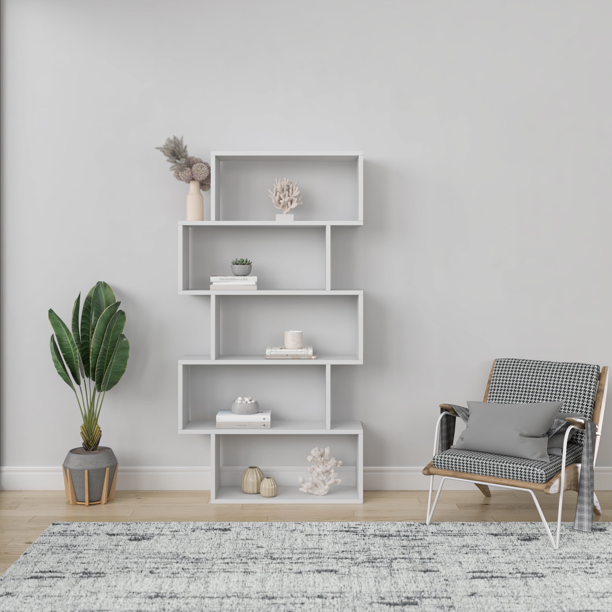 Ada Home Decor Barclay Multiple Tier Open Shelf Modern Bookcase, White