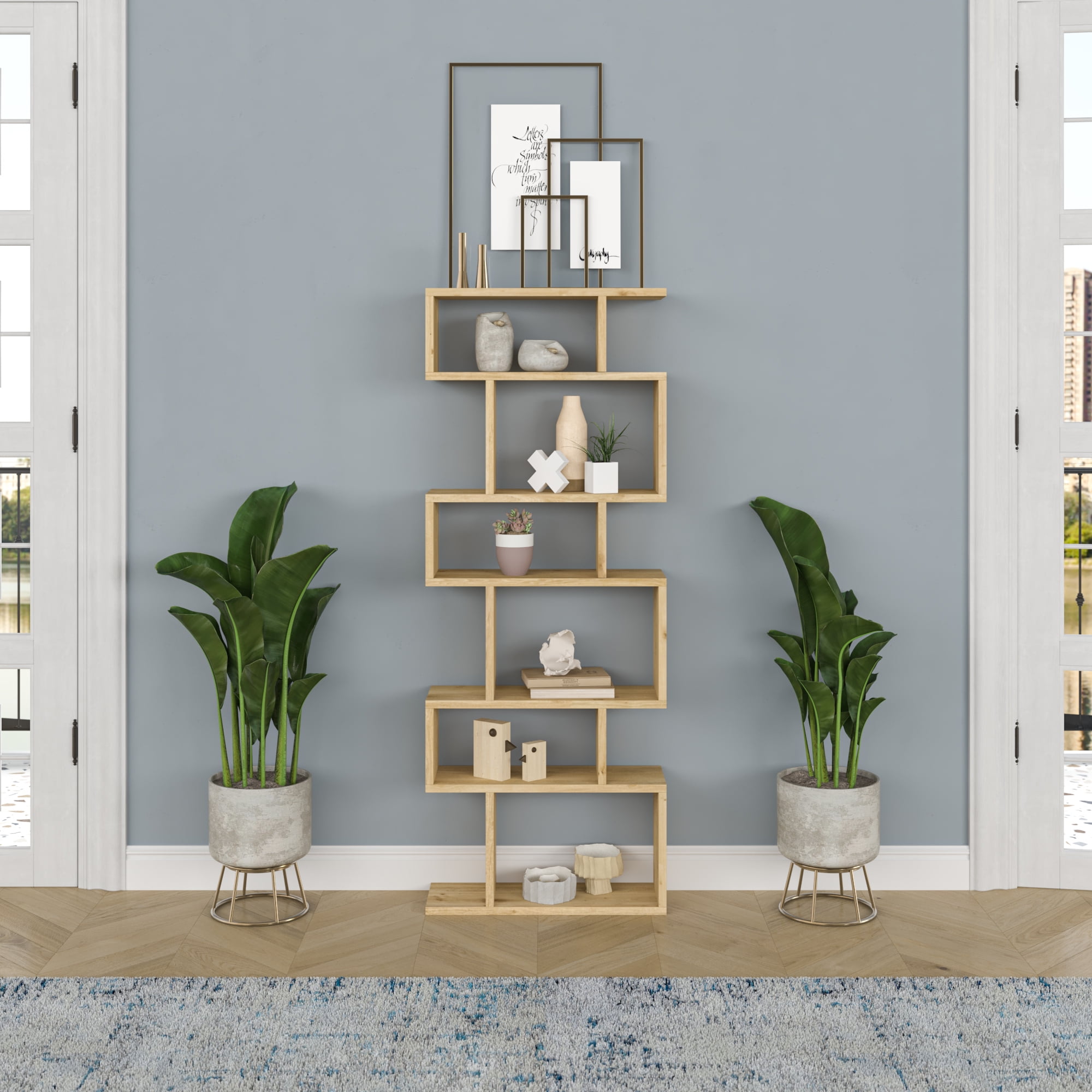 Ada Home Decor Bates Multiple Tier Bookcase, Oak
