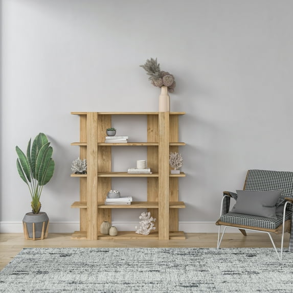 Ada Home Decor Beecroft 4 Tier Bookcase, Oak