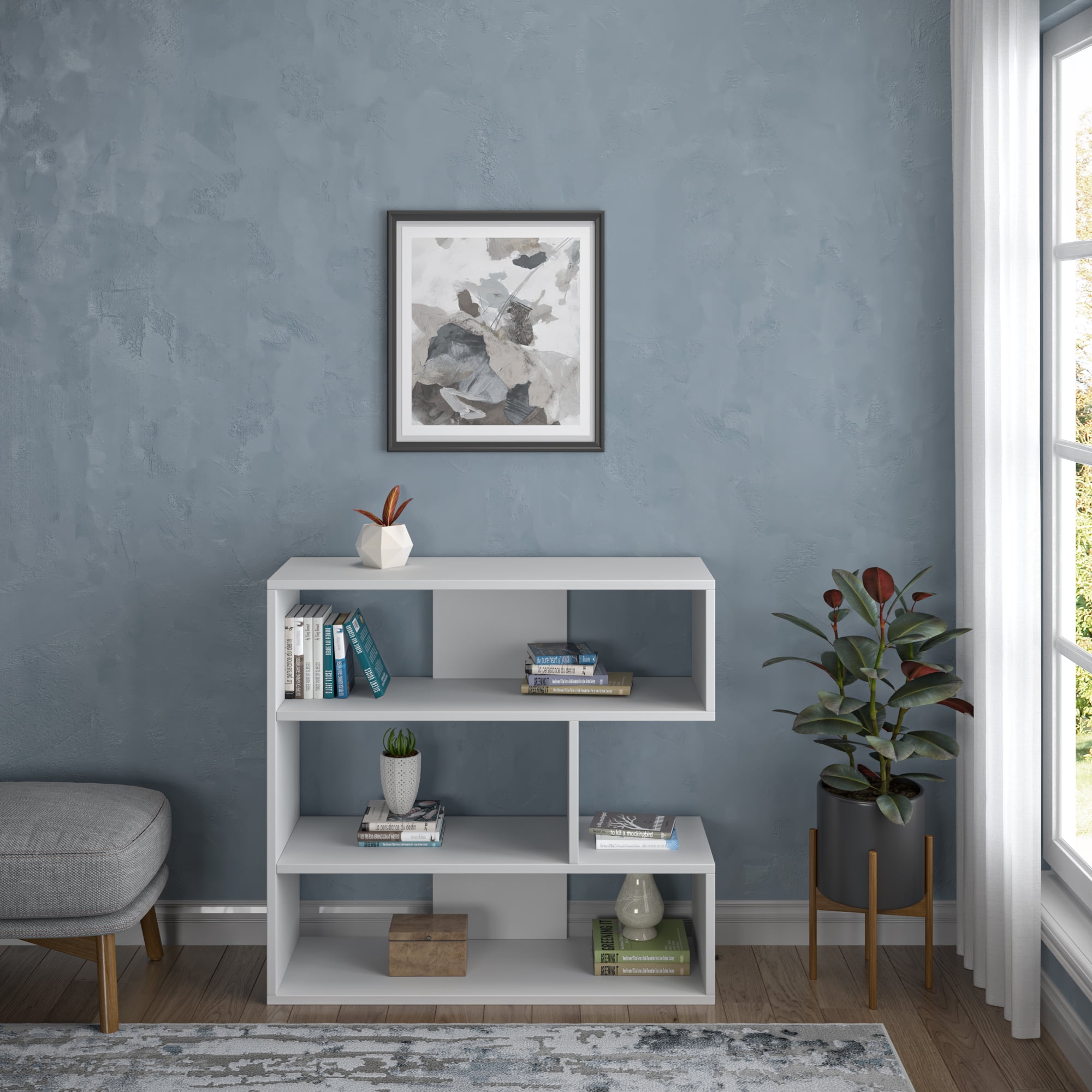 Ada Home Decor Beethoven 3 Tier Open Shelf Modern Bookcase, White