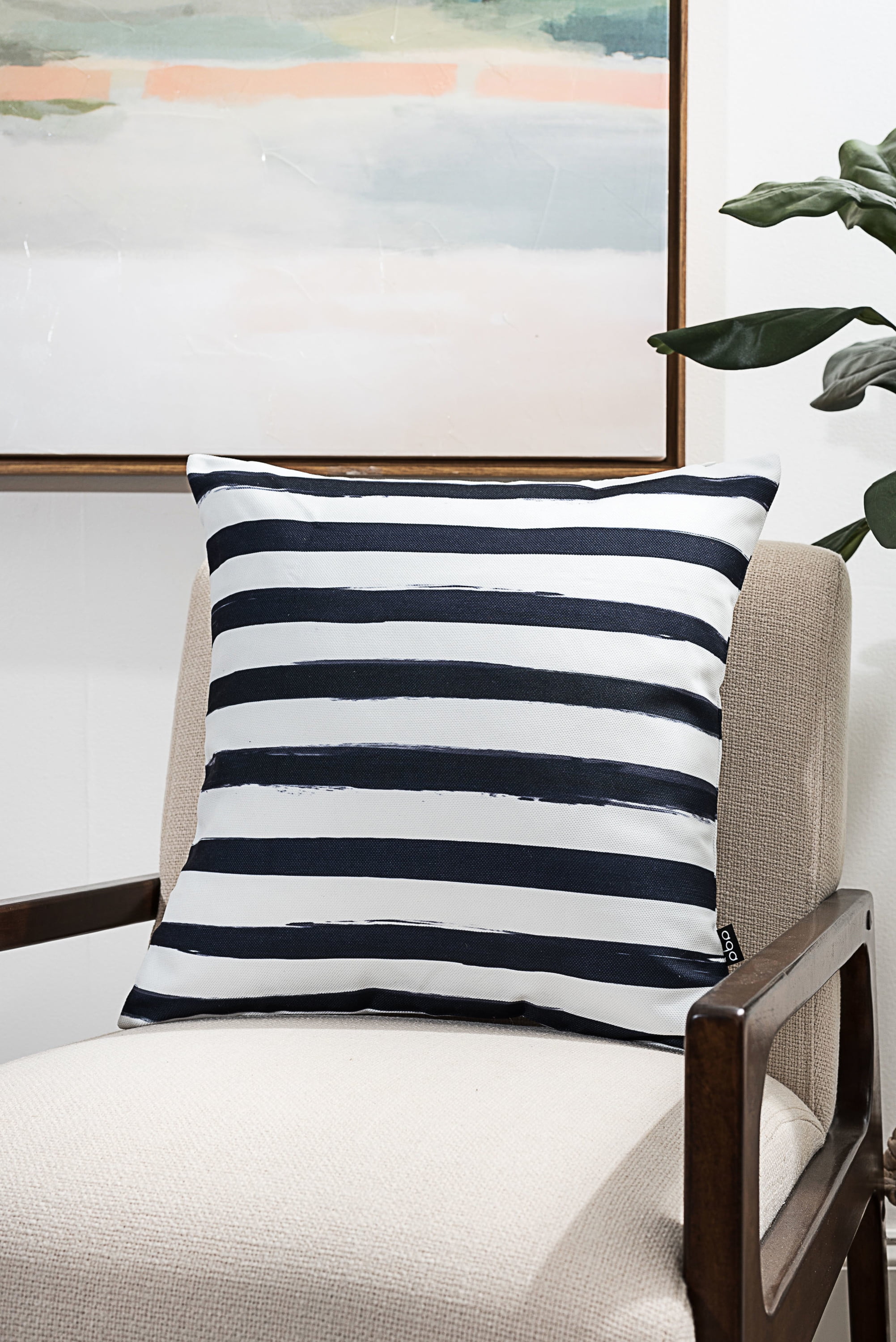 Ada Home Decor Black & White Stripes Contemporary Pillow
