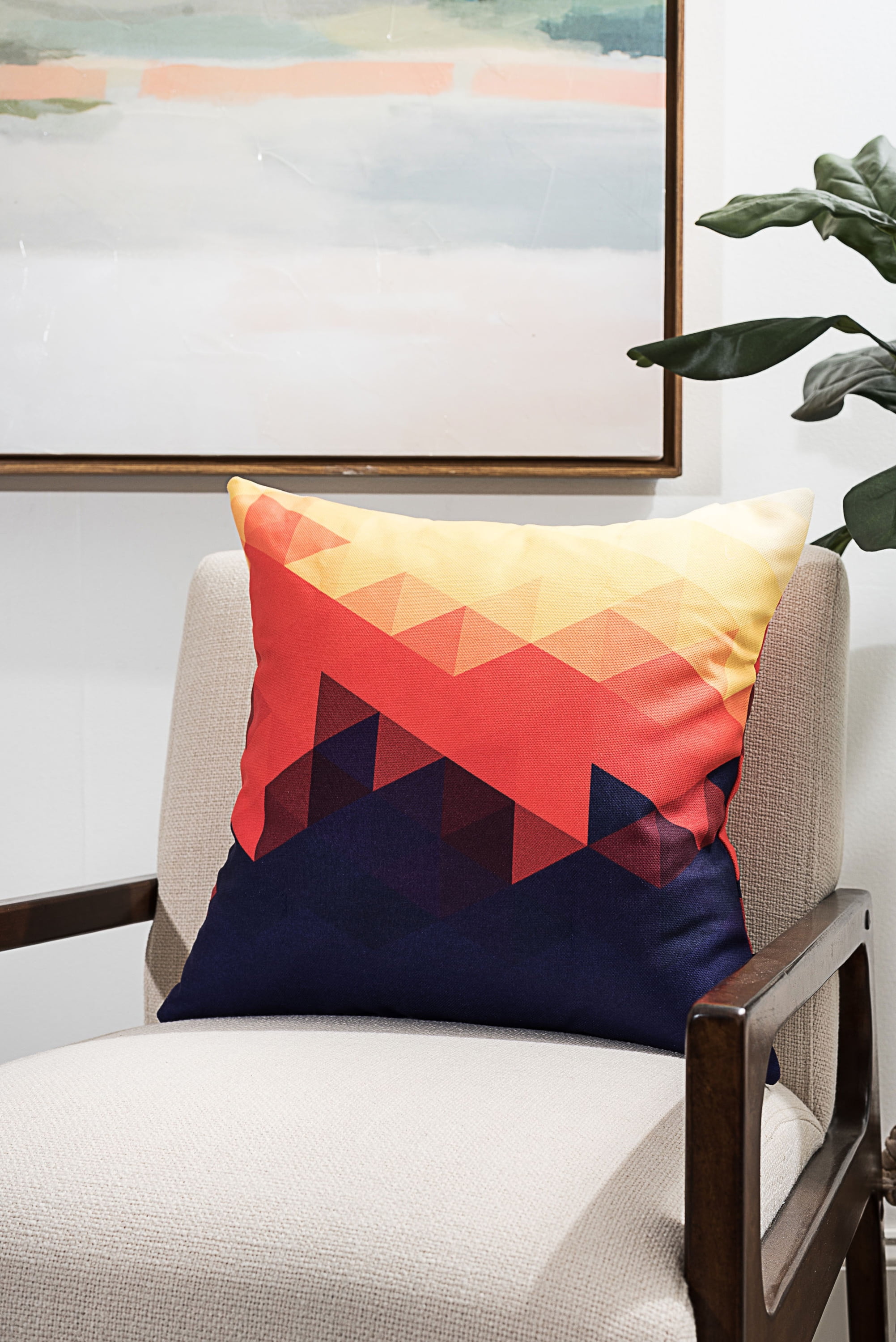 Colorful Geometric Polyester Square Floor Pillow