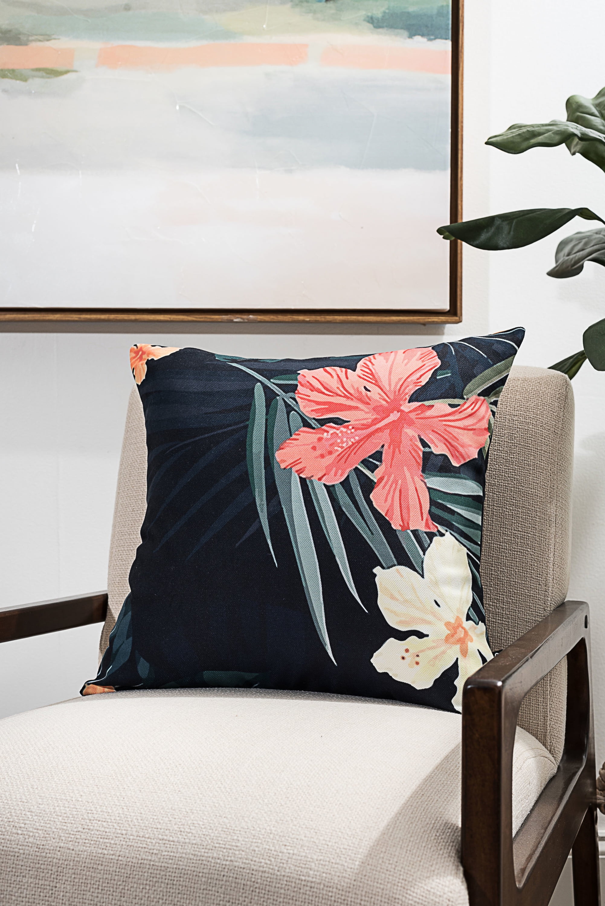 Colorful Tropical Pattern Boho-chic Square Throw Pillow