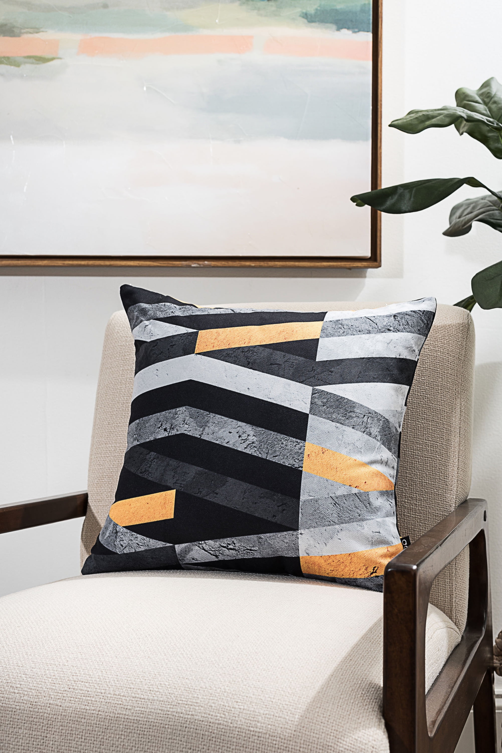 Ada Home Decor Decorative Square Throw Pillow, 18" x 18", Marble Stripes Printed