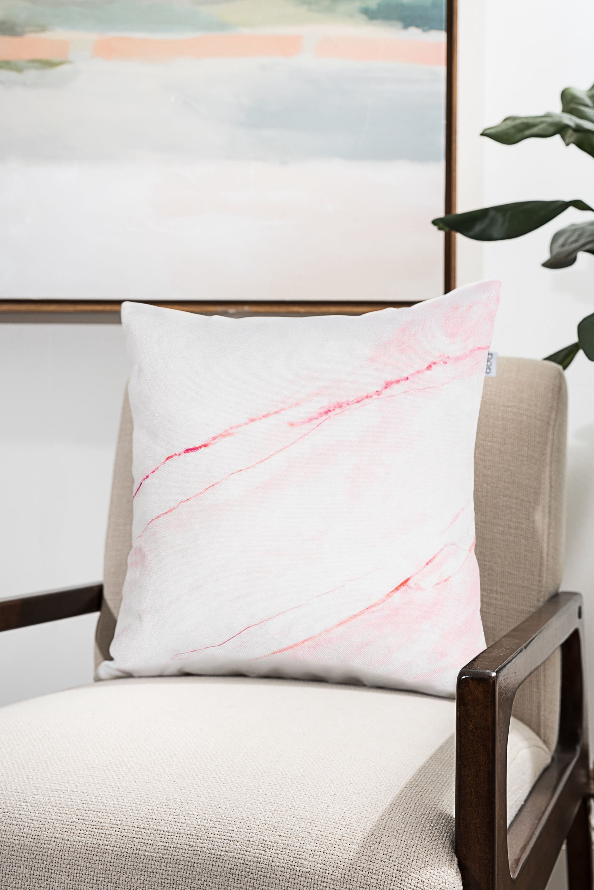 Ada Home Decor Decorative Square Throw Pillow 18" x 18", Pink Marble Printed