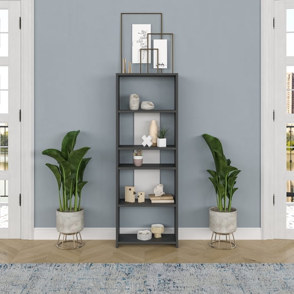 Ada Home Decor Diosp Multiple Tier Open Shelf Modern Bookcase, Anthracite/White