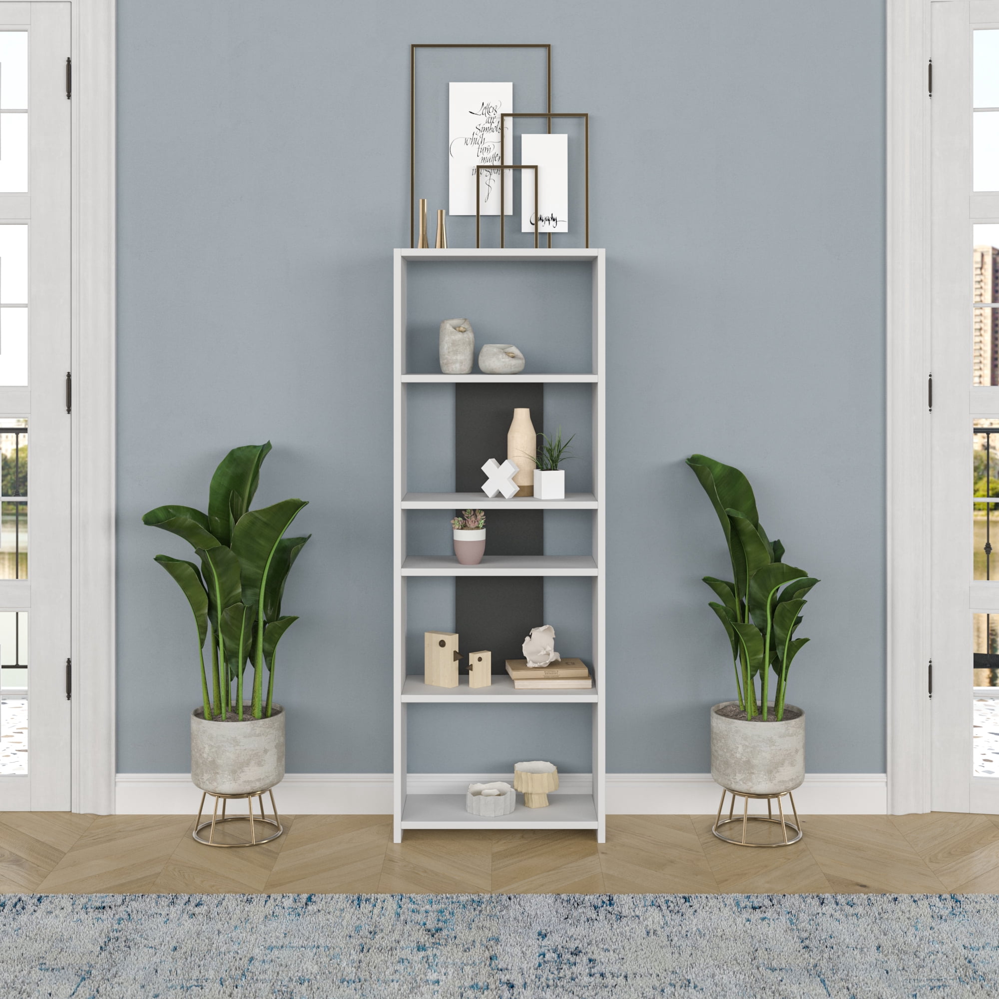 Ada Home Decor Diosp Multiple Tier Open Shelf Modern Bookcase, Anthracite/White