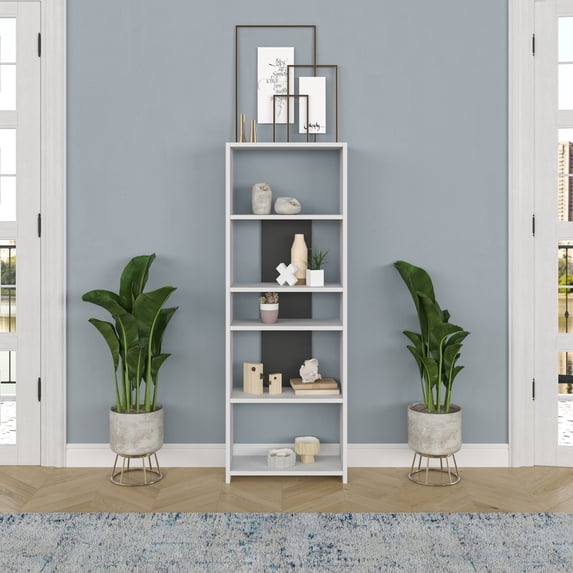 Ada Home Decor Diosp Multiple Tier Open Shelf Modern Bookcase, Anthracite/White