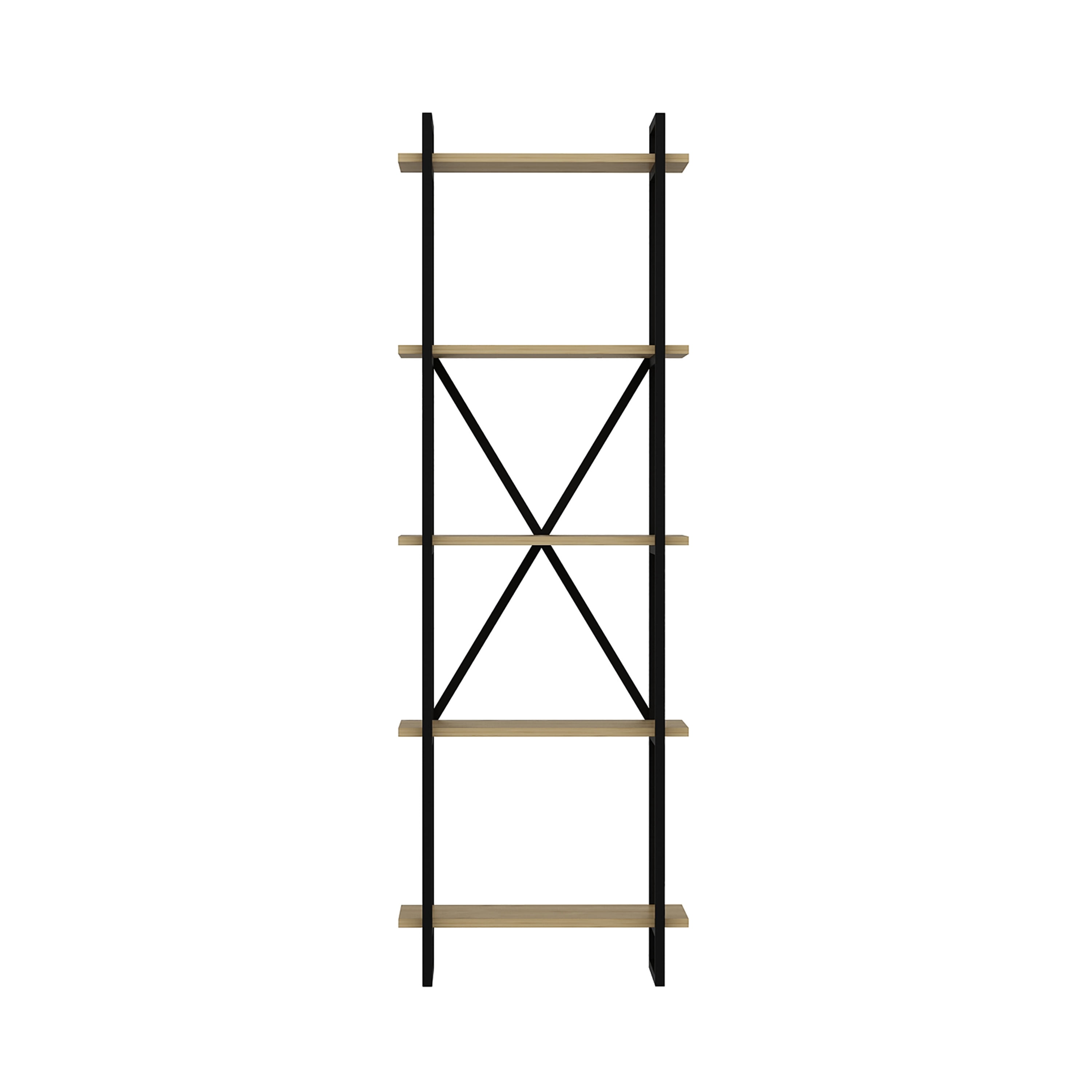 Ada Home Decor Elston 4 Tier Bookcase, Oak/Black