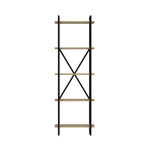 Ada Home Decor Elston 4 Tier Bookcase, Oak/Black