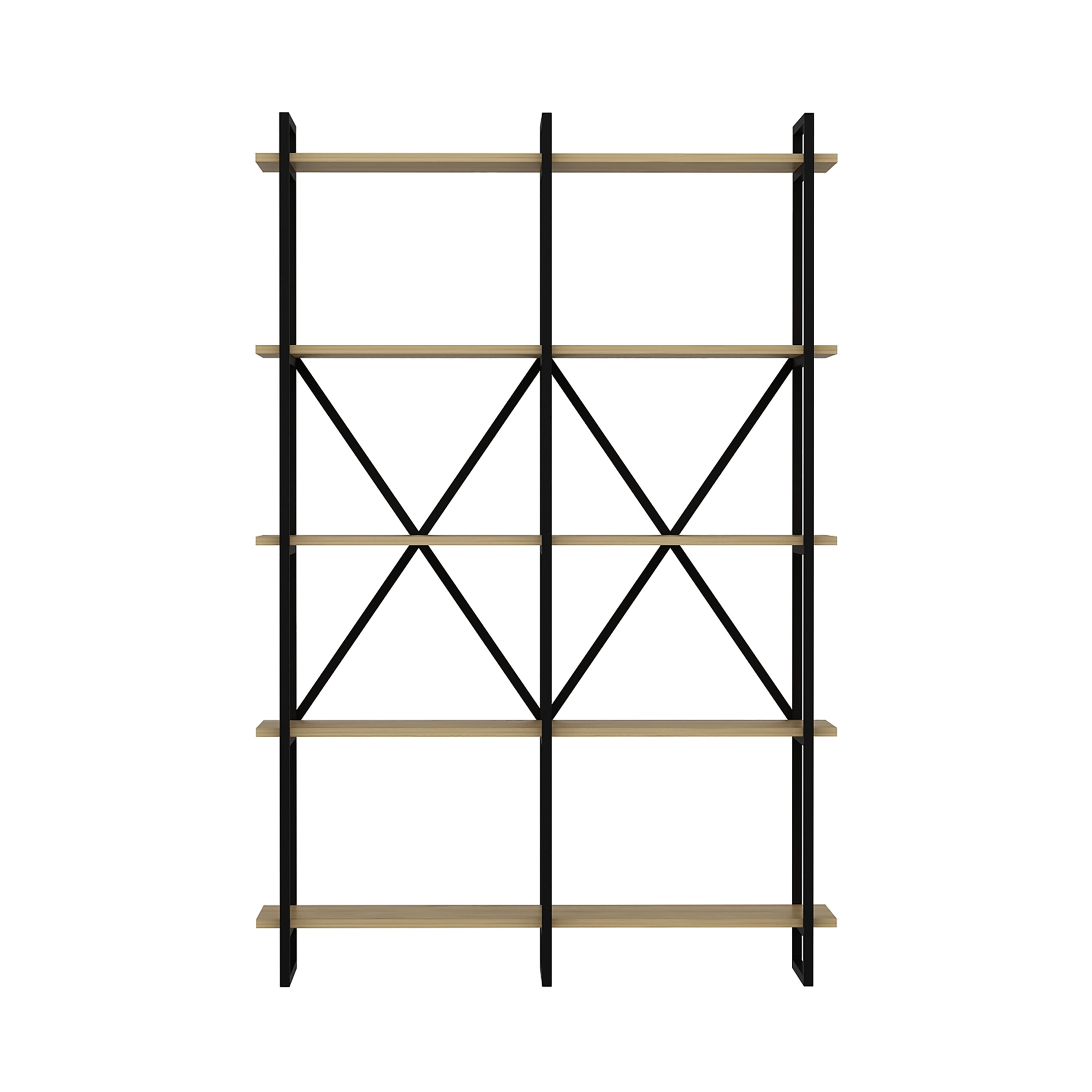 Ada Home Decor ElstonIV 4 Tier Open Shelf Modern Bookcase, Oak/Black
