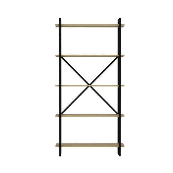 Ada Home Decor ElstonIV 4 Tier Open Shelf Modern Bookcase, Oak/Black