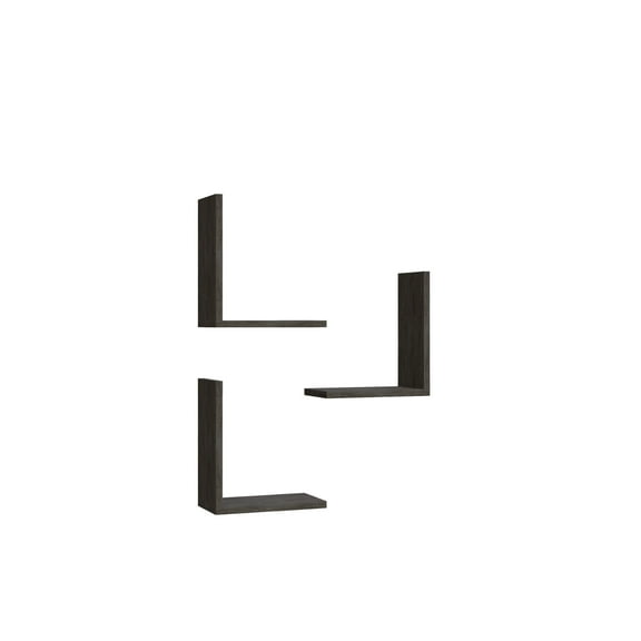 Ada Home Decor Furniture 11.8" 3 Tier Wenge Wesley Modern Wall Shelf