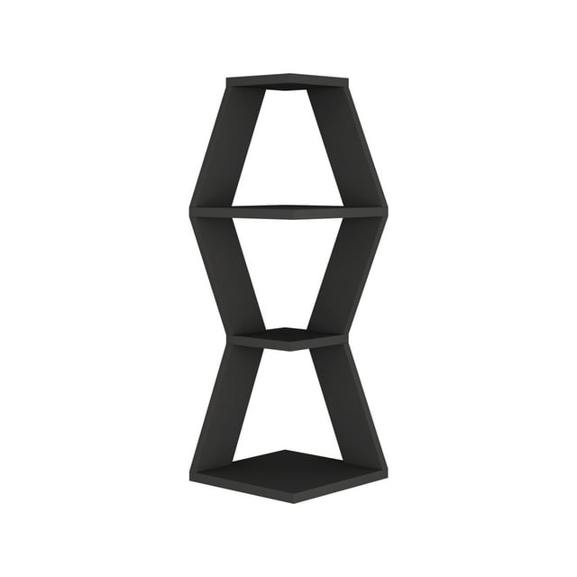 Ada Home Decor Furniture 11.81" 3 Tier Anthracite Caldwell Modern Wall Shelf