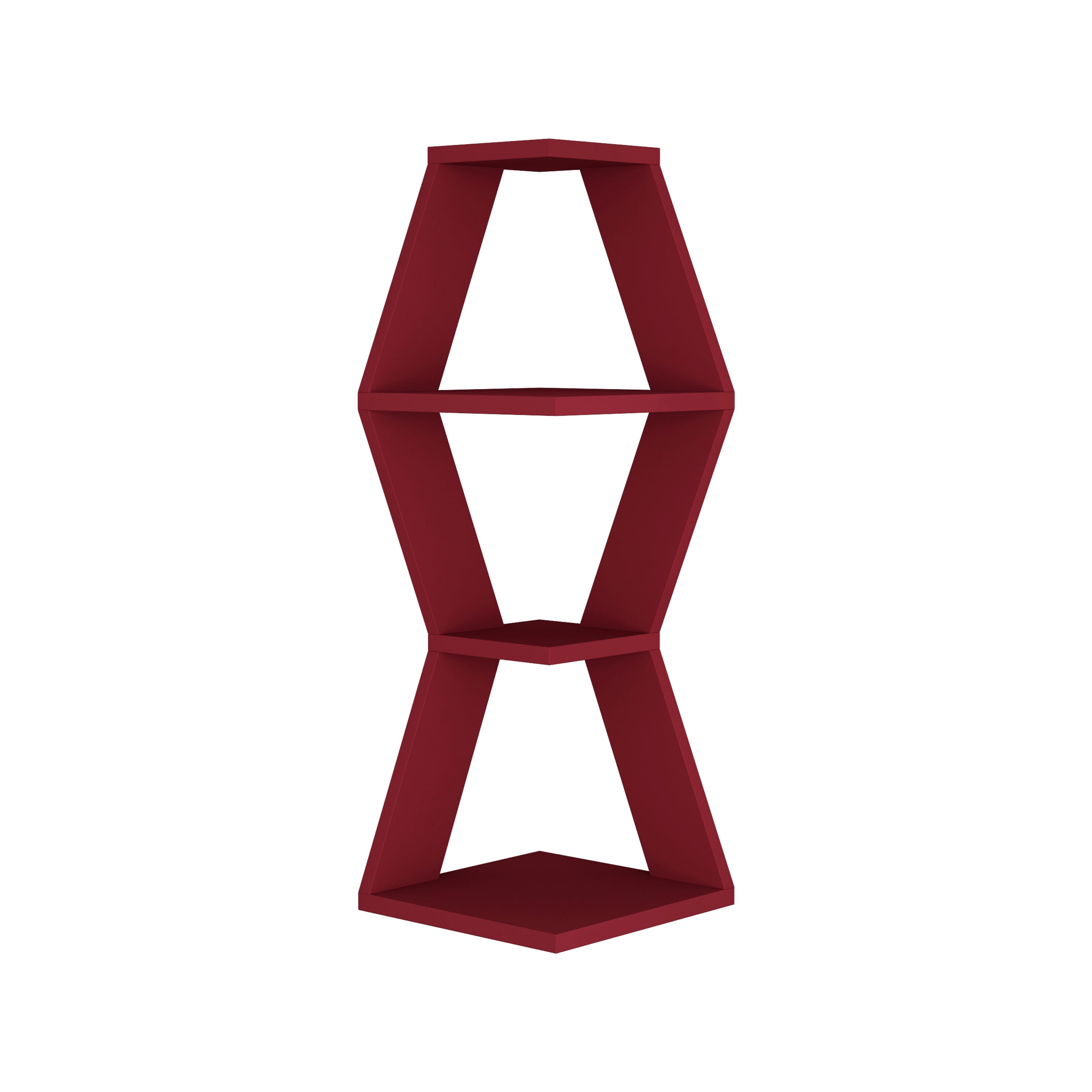 Ada Home Decor Furniture 11.81" 3 Tier Burgundy Caldwell Modern Wall Shelf
