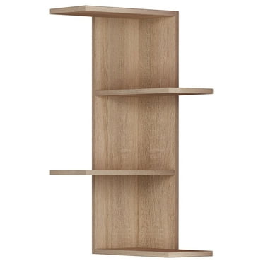 Ada Home Decor Furniture 16.54" 3 Tier Oak Bowcott Modern Wall Shelf