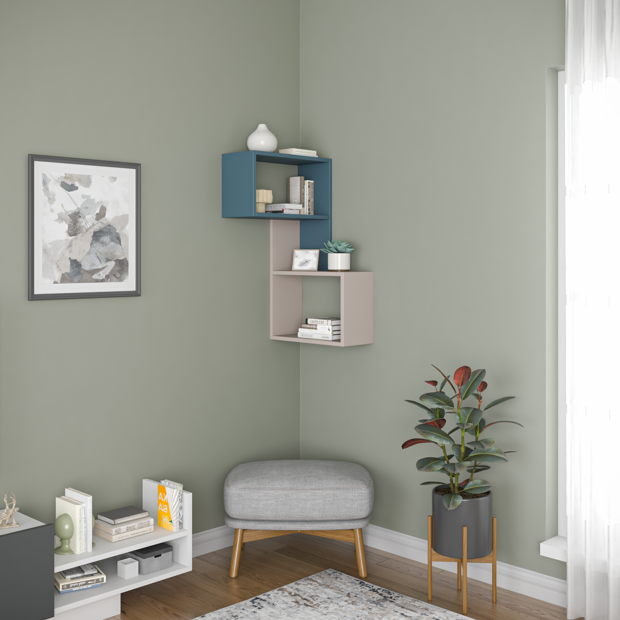 Ada Home Decor Furniture 18.5" 3 Tier Light Mocha Wingate Modern Wall Shelf