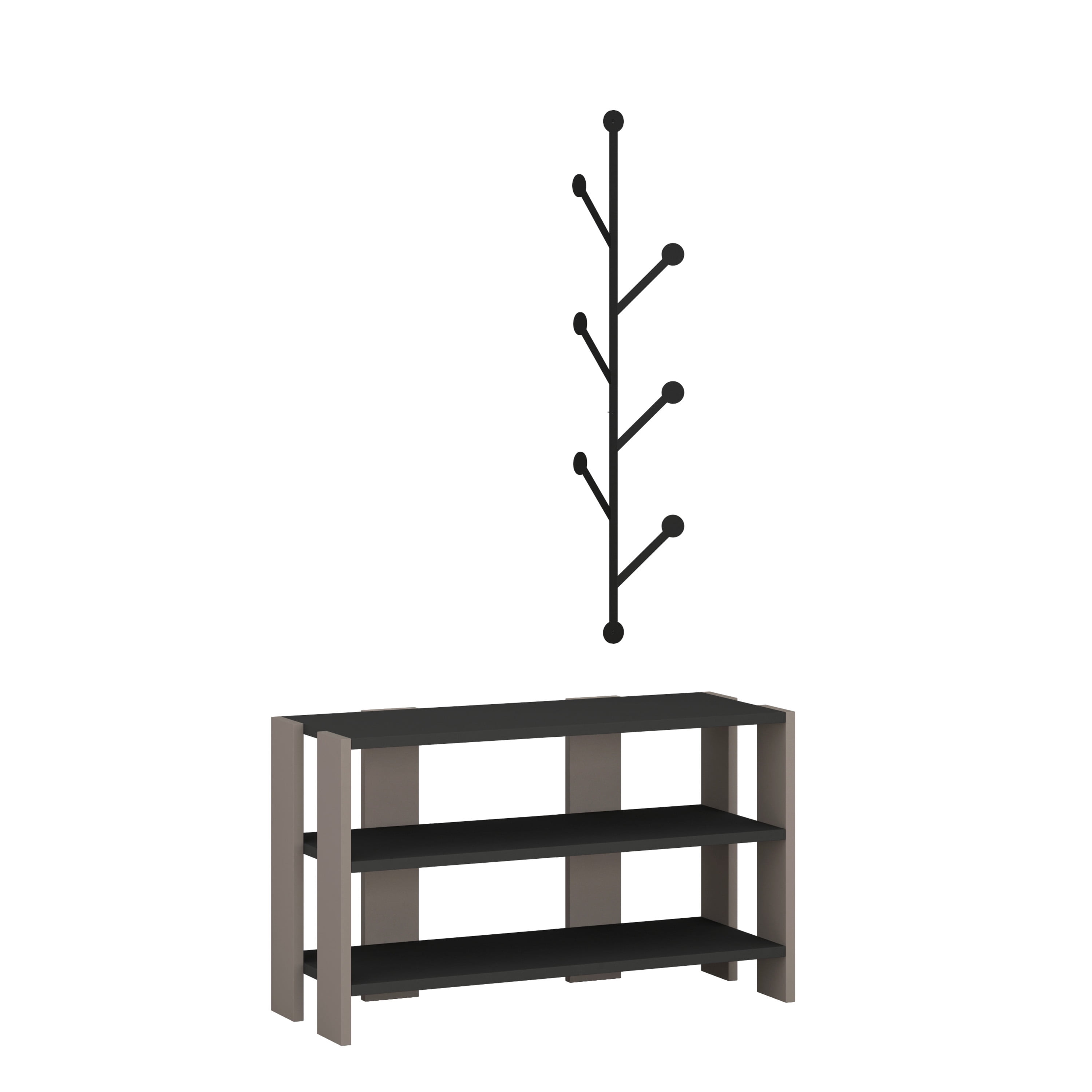 Ada Home Decor Furniture 2 Tier 8 Pair Anthracite Light Mocha Rymill Modern Shoe Rack
