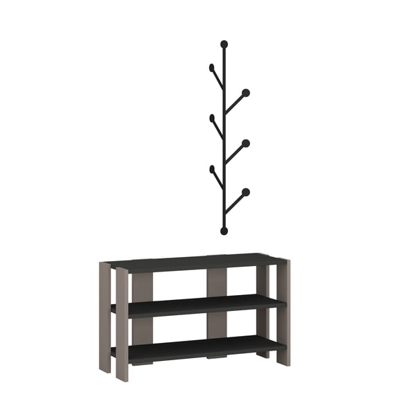 Ada Home Decor Furniture 2 Tier 8 Pair Anthracite Light Mocha Rymill Modern Shoe Rack