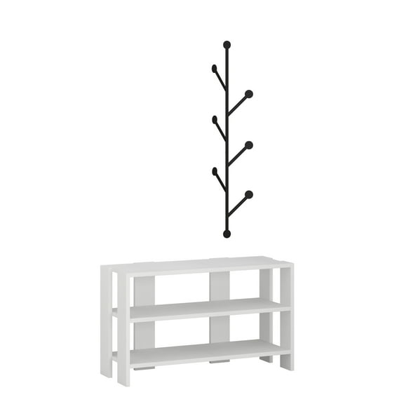 Ada Home Decor Furniture 2 Tier 8 Pair White Rymill Modern Shoe Rack