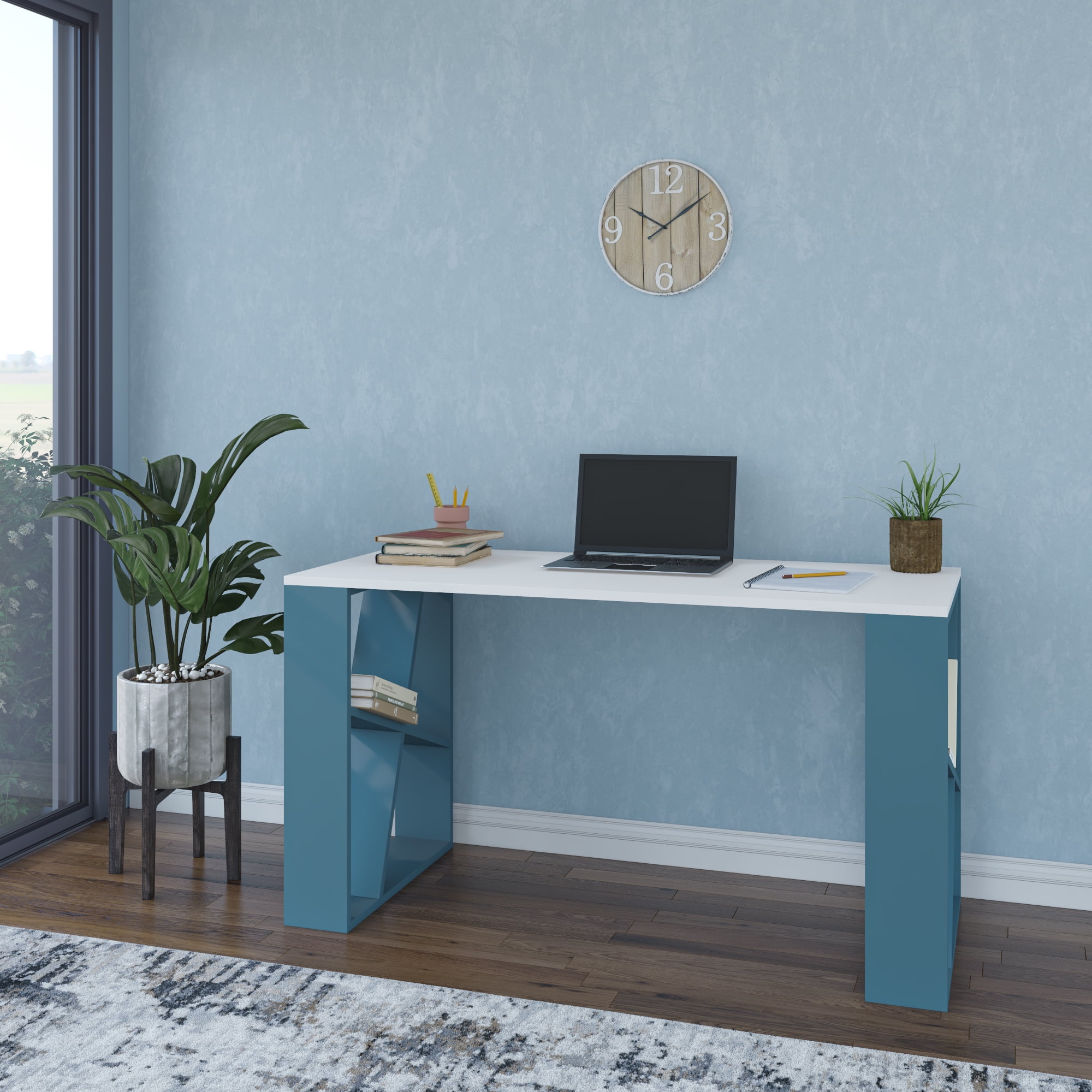Ada Home Decor Furniture 2 Tier White Turquoise Brian Modern Desk