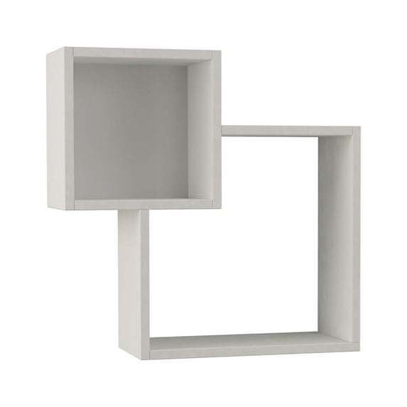 Ada Home Decor Furniture 22.64" 2 Tier White Wilkins Modern Wall Shelf