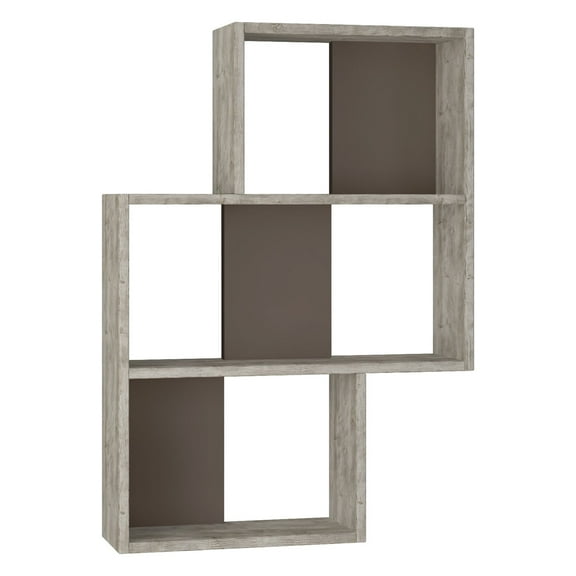 Ada Home Decor Furniture 25" 3 Tier Light Mocha Wetzel Modern Wall Shelf