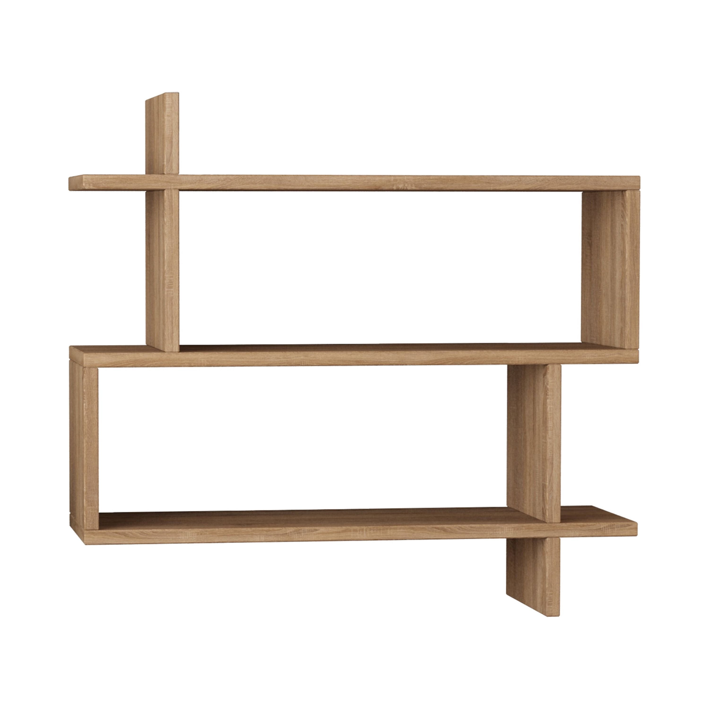 Ada Home Decor Furniture 27.5" 3 Tier Oak Westcott Modern Wall Shelf