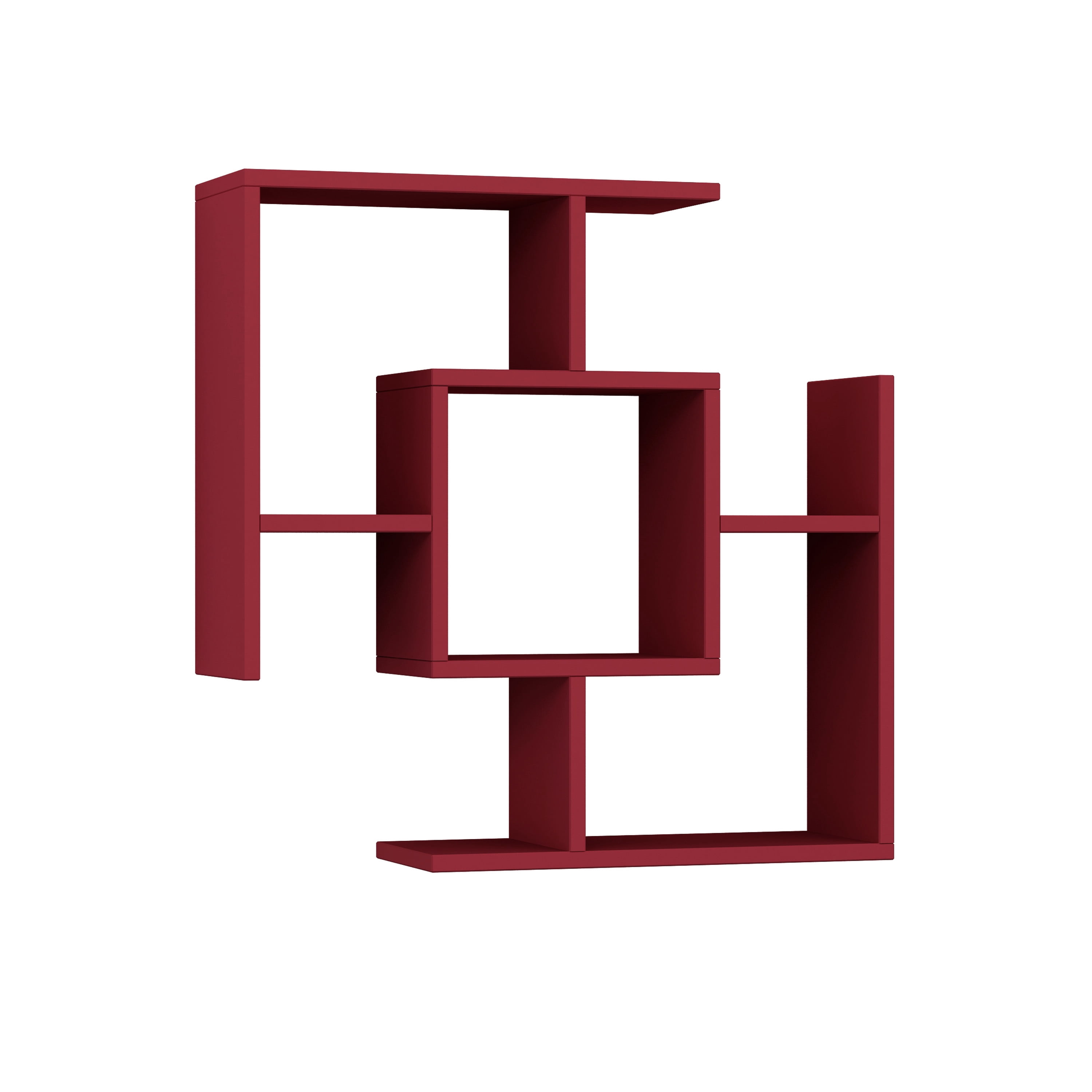 Ada Home Decor Furniture 27.95" 3 Tier Burgundy Warel Modern Wall Shelf