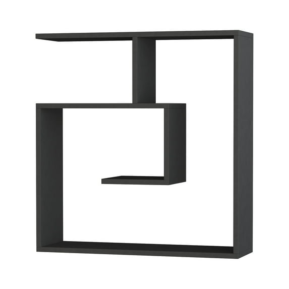 Ada Home Decor Furniture 29.53" 2 Tier Anthracite Woodstock Modern Wall Shelf