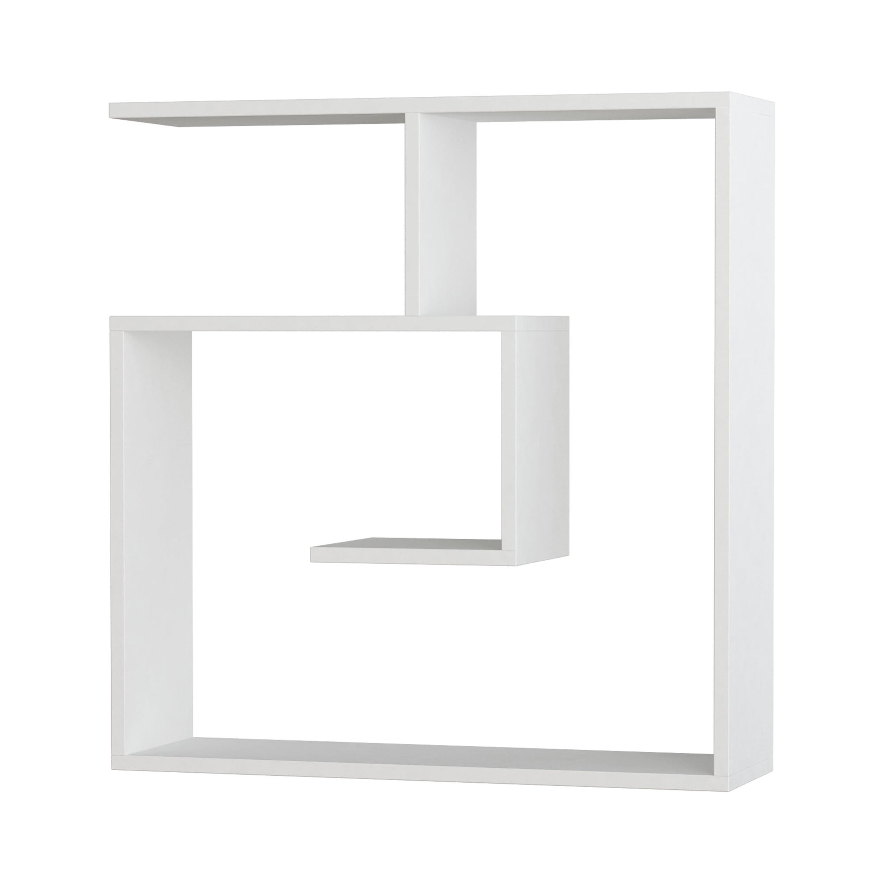 Ada Home Decor Furniture 29.53" 2 Tier White Woodstock Modern Wall Shelf