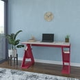 thumbnail image 1 of Ada Home Decor Furniture 3 Tier Light Mocha Burgundy Dearborn Modern Desk, 1 of 7
