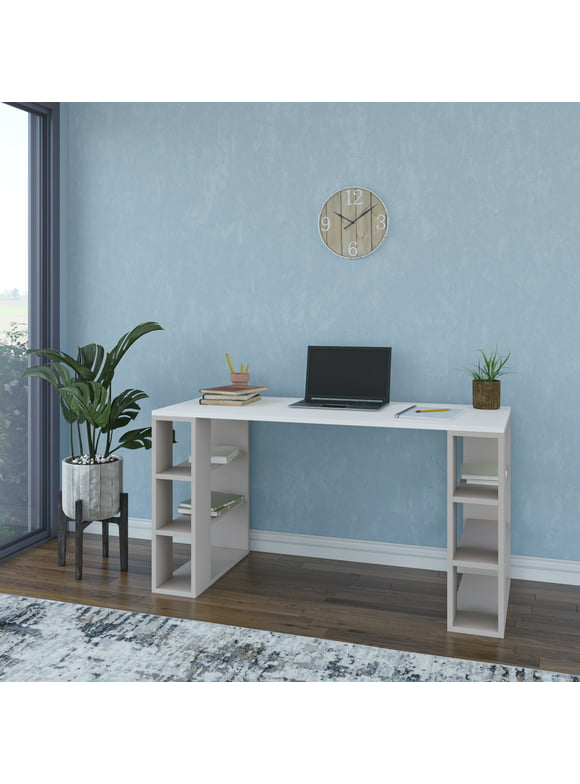 Ada Home Decor Furniture 3 Tier White Light Mocha Dixon Modern Desk