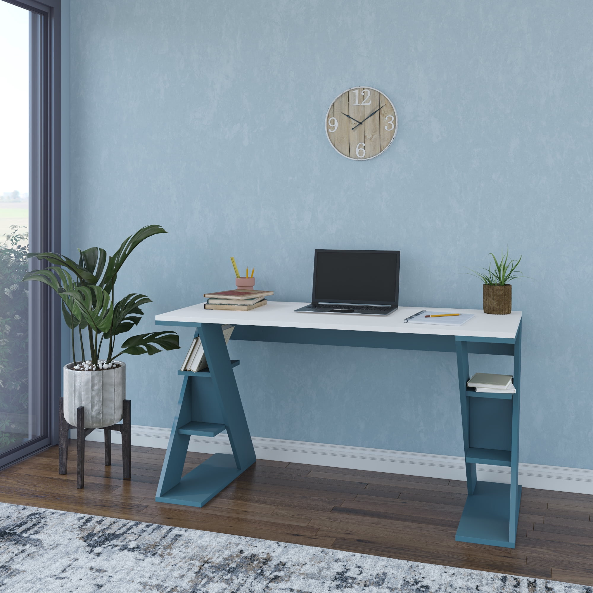 Ada Home Decor Furniture 3 Tier White Turquoise Dearborn Modern Desk