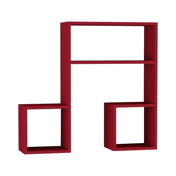 Ada Home Decor Furniture 34.65" 3 Tier Burgundy Wiola Modern Wall Shelf