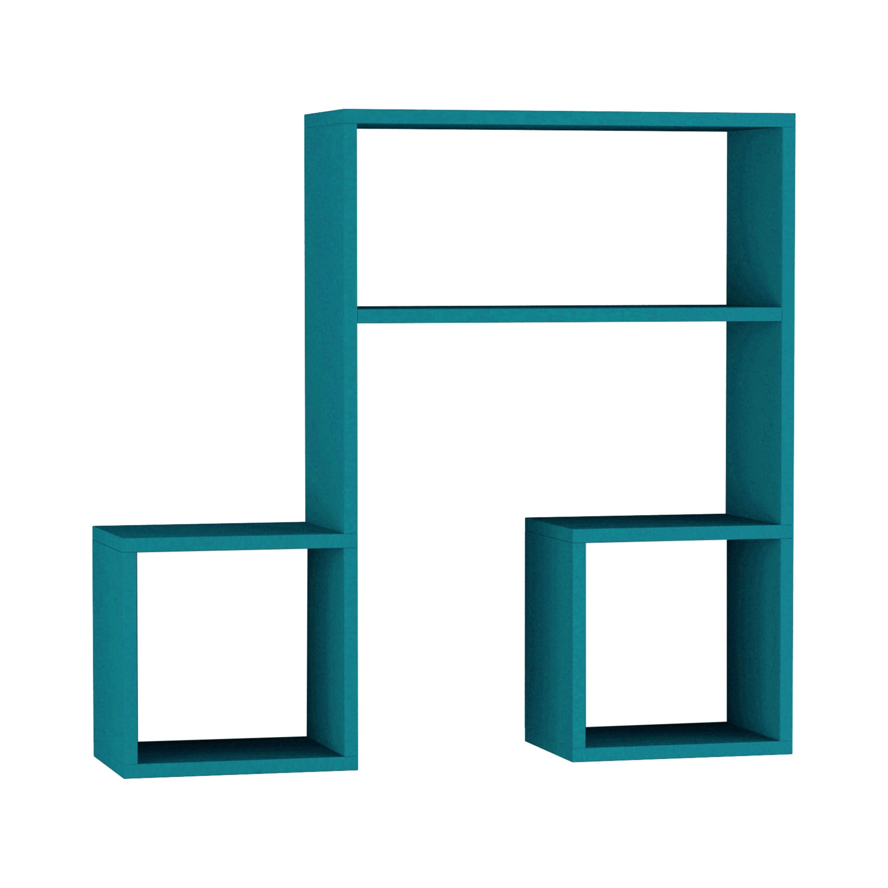 Ada Home Decor Furniture 34.65" 3 Tier Petrol Blue Wiola Modern Wall